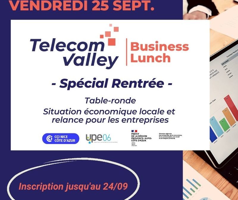 Vendredi 25 septembre : Business Lunch spécial « Situation économique locale et relance pour les entreprises », retransmis en direct sur Youtube